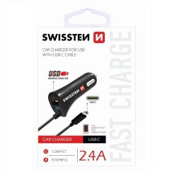 Swissten Swissten auts tlt USB-C kbellel, + 1 USB port, 2,4 A, fekete