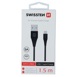Swissten Swissten Type-C Huawei SuperCharge tlt- s adatkbel, 1,5 m, fekete