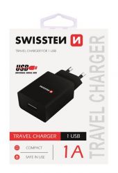 Swissten Swissten hlzati tlt adapter, 1 USB port, 1 A, fekete