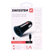 Swissten auts tlt, 1 USB port, mikro USB kbellel, 1 A, fekete