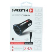 Swissten auts tlt, 2XUSB, lightning kbellel, 2,4A, fekete