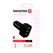 Swissten auts tlt 3 USB port, 5,2 A, fekete