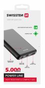 Swissten 5000 mAh power bank, Power Line, 10W, fekete