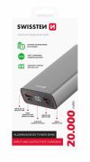 Swissten aluminium power bank, 20000 mAh, 20W, Power Delivery, szrke