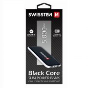 black core slim power bank, 5000 mAh, mikro USB input, 2 USB output, Smart IC
