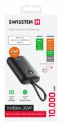 Swissten Voltbox power bank, 35W, 10000 mAh beptett USB-C s lightning kbellel, fekete