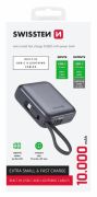 Swissten power bank, 10000 mAh beptett USB-C s lightning kbellel, ezst