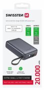 Swissten power bank, 20000 mAh beptett USB-C s lightning kbellel, ezst