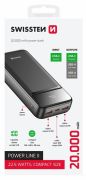 Swissten Power Line II power bank 20000 mAh, fekete
