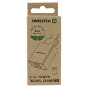 Swissten hlzati tlt adapter, 2 USB port, Smart IC, 2,1 A, fehr