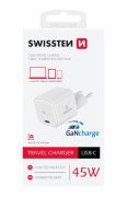 Swissten GaN hlzati tltadapter 1xUSB-C, 45W, Power Delivery, fehr