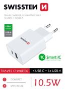 Swissten hlzati tlt adapter, 1XUSB-C, 1XUSB, Smart IC, 10,5 W, fehr