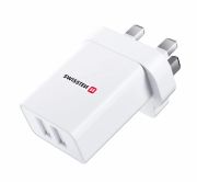 Swissten UK (angol) hlzati tltadapter 2xUSB, 2,1A, 10,5W, fehr