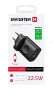 Swissten 2in1 hlzati tltadapter 1XUSB-A, 1XUSB-C, 1X Apple Watch, 22,5W, fekete