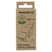 Swissten hlzati tlt adapter, 2XUSB QC 3.0 + USB, 23W, fehr