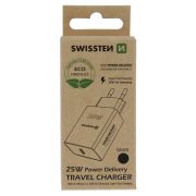 Swissten hlzati tlt adapter PowerDelivery 25W, iPhone + Samsung, fekete