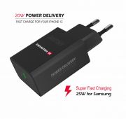 Swissten hlzati tlt adapter PowerDelivery 25W, iPhone + Samsung, fekete