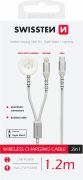 Swissten 2in1 vezetk nlkli tlt, Apple Watch & lightning kbel, USB-C, 1,2m, fehr