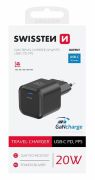Swissten GaN hlzati tltadapter 1xUSB-C PD, 20W, fekete