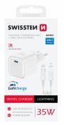 Swissten GaN hlzati tltadapter 1xUSB-C PD 35W, 1,2m USB-C/lightning kbel, fehr