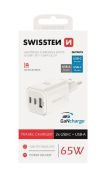 Swissten GaN hlzati tltadapter 2xUSB-C PD 65W, 1xUSB-A QC 18W, fehr