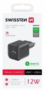 Swissten hlzati tltadapter 1xUSB-C, 1xUSB-A, 12W, fekete