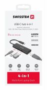 Swissten USB-C hub 4-in-1 (USB-C 100W, HDMI 4K, 2XUSB-A) alumnium