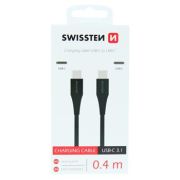 Swissten tltkbel gumrozott USB-C/USB-C 3.1, 0,4m, fekete