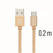 Swissten adat- s tltkbel textil bevonattal, USB/mikro USB, 0,2 m arany