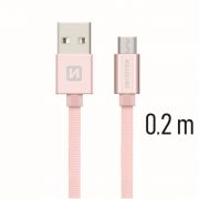 Swissten adat- s tltkbel textil bevonattal, USB/mikro USB, 0,2 m roz arany