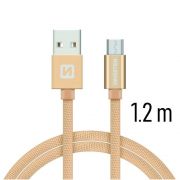 Swissten adat- s tltkbel textil bevonattal, USB/mikro USB, 1,2 m arany