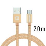 Swissten adat- s tltkbel textil bevonattal, USB/mikro USB, 2 m arany