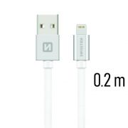 Swissten adat- s tltkbel textil bevonattal, USB/lightning, 0,2 m ezst/fehr