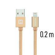 Swissten adat- s tltkbel textil bevonattal, USB/lightning, 0,2 m arany