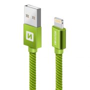 Swissten adat- s tltkbel textil bevonattal, USB/lightning, 0,2 m zld