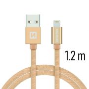 Swissten adat- s tltkbel textil bevonattal, USB/lightning, 1,2 m arany