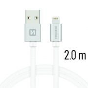 Swissten adat- s tltkbel textil bevonattal, USB/lightning, 2 m ezst/fehr