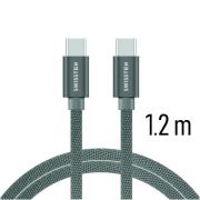 Swissten adat- s tltkbel textil bevonattal, USB-C/USB-C 1,2 m szrke