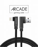 Swissten Arcade gaming adat- s tltkbel textil bevonattal, USB/lightning, 1,2 m fekete, L-csatlakoz