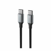 Swissten fonott textil adat- s tltkbel USB-C/USB-C, 1,5m, fekete