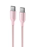 Swissten fonott textil adat- s tltkbel USB-C/USB-C, 1,5m, rzsaszn