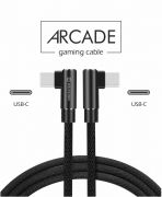 Swissten Arcade gaming adat- s tltkbel textil bevonattal, USB-C/USB-C, 1,2 m fekete, L-csatlakoz