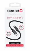 Swissten puha szilikon adat- s tltkbel, USB-C/USB-C, 1,5m, 60W, fekete