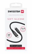 Swissten puha szilikon adat- s tltkbel, USB-C/lightning, 1,5m, 60W, fekete