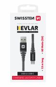 Swissten kevlr adat- s tltkbel, USB/USB-C, 1,5m, 60W, 3A, antracit