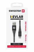 Swissten kevlr adat- s tltkbel, USB/USB-C, 1,5m, 60W, 3A, antracit