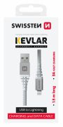 Swissten kevlr adat- s tltkbel USB/lightning, 1,5m, 3A, fehr