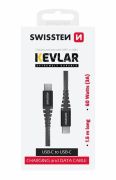 Swissten kevlr adat- s tltkbel, USB-C/USB-C, 1,5m, 60W, 3A, antracit