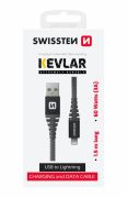Swissten kevlr adat- s tltkbel, USB/lightning, 1,5m, 60W, 3A, antracit