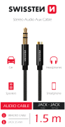 Swissten sztere audio aux kbel (3,5 mm jack-jack, male-female)